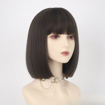 RENTIAN 가발 여성용 짧은 헤어 웨이브 헤드 전체 헤드 커버 통기성 로즈 메쉬 화학 섬유 헤어 페이스 수리, 콜드 브라운