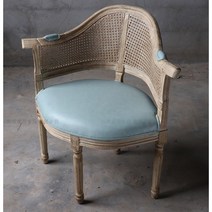 프랑스 복고풍 의자 신부대기실 의자 예식장 체어, 파우더 블루 가죽, 1개