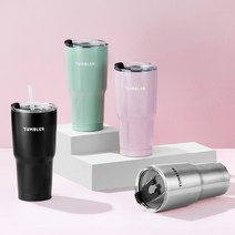로이첸 진공 스텐 텀블러 600ml 밀폐뚜껑 스트로우 강력한 보온보냉 리유저블 환경지키기, 민트 600ml