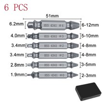 손상된 스크류 추출기 드릴 비트 세트 쉽게 깨진 볼트 리무버 스트립 철거 도구, 03 6 PCS-Silver