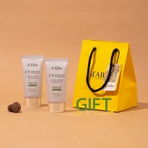 [1+1] 달바 비건 마일드 선크림 50mlX2개+기프트백 증정 / 최대 53% / 무기자차 논나노 순한 온 가족용 민감성 타입 추천 / 자외선 차단제, [교차]마일드50ml+에센스선50ml+증정
