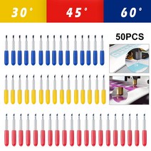 산업용 Roland 커팅 플로터 용 50Pcs 30/45/60 Degree 커터 Cricut Maker 3 색 내마모성, 01 50pcs