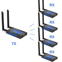 무선 HDMI 송신기 리시버 확장기 스트리밍 오디오 비디오 카메라 DVR 노트북 PC TV 모니터 656F 200m 1x4 1080P, 16.1 TX and 4 RX - with AU Plu