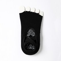 1인용발레바 1인발레바 탄츠발레바 여성용 다섯 손가락 요가 양말 미끄럼 방지 그립 스트랩 통기성 코튼 필, 07 Black Half_02 US 5-8.5