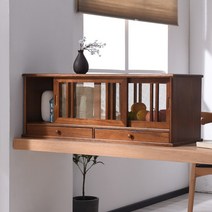 수납장 빈티지 레트로 식탁위 수납 선반 주방정리 그릇 접시 보관함, 브라운