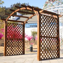파고라제작 그늘막 원두막 캐노피 옥상 파고라 제작 맞춤형 부식 방지 목재 포도 격자 야외 안뜰 간단한 목조 주택 빌라 가구 레저 파빌리온 정원 단단한 산책로, C.호 길이 3.05m x 높이 3m x 너비 3m