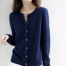 여성 울 가디건 가을 겨울 100% 카디건 여성용 라운드 넥 느슨한 스웨터 니트 퓨어 컬러 캐시미어 재킷