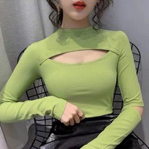 Makone 여성 봄 슬림핏 긴팔티셔츠