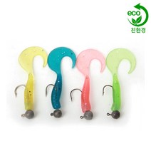 친환경 웜 지그헤드 세트 4개입 송어 산천어 얼음 낚시, 단품