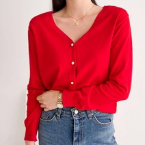 뜨개진 여성용 부드러운 진주 버튼 젠스 가디건