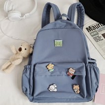 가벼운 여성 미니 노트북 여행용 가방여성 나일론 귀여운 배낭 곰 여성 학생 대학 학교 가방 배지 소녀 인형 배낭 kawaii 책 여성 패션 가방 유행