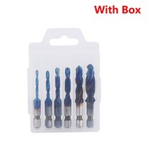 공구육각 생크 티타늄 도금 HSS 나사산 미터법 탭 드릴 비트 기계 복합 M3 M4 M5 M6 M M10 수공구, 26 6Pcs Blue Set