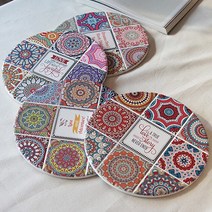 cocooning Persian 논슬립 도자기 코르크 원형 냄비받침, 1Ea, 러브스토리