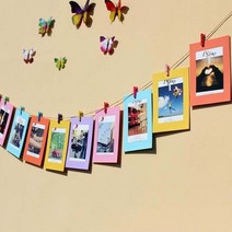 액자클립과 2m 로프와 조합 종이 사진 프레임 5/6/7 인치 벽 그림 DIY 앨범 홈 인테리어 10 피스, 7 인치