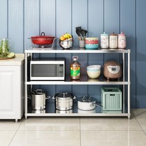 주방 스테인리스 수납 랙 3단 조리대 다용도선반 수납앵글 조립 경량랙, D 길이 60 너비 40 높이 80 3층 두께