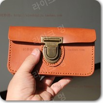 다꾸 수납 가방 파우치 가죽 빈티지 브라운, 스몰(내폭 16cm)
