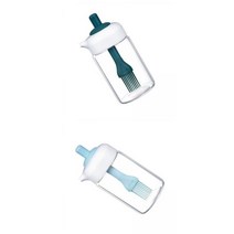 2Pcs 오일 병 오일 디스펜서 실리콘 브러시 230ml 누출 방지, 6.8x13.5cm, 짙은 녹색, 유리 실리콘