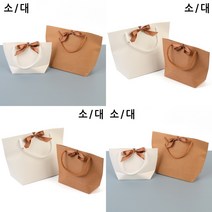 손잡이줄 리본 선물백 소 - 브라운 비닐쇼핑백제작 선물용종이가방소
