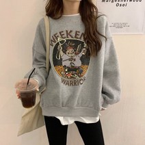 레이어드 기모 맨투맨 케릭터 티셔츠