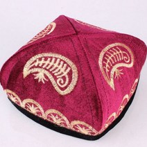 2023 남성 댄스 공연 모자 남성용 사각형 자수 코튼 디자인 이슬람 국립 모자 무대 소품