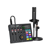 마오노(마오노)caster 오디오 믹서 인터페이스 DJ Mixer 올인원 팟캐스트 스튜디오 콤팩트 전달 기재 XLR 마이크 포함(AM100K1)