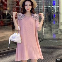 가바바 여성 원피스 유니크한 레이스 패턴이 포인트를 주는 쉬폰 여름 미디원피스 G49533