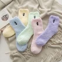 보통 양말 출산선물 포장 고양이발 장목 룸삭스 발시려움 배색 수족냉증 두꺼운 캐릭터 5p