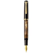 pelikan 808866 만년필 라인 m200 클래식 브라운블랙 디테일 24k 골드 스테인리스 스틸 펜촉 사이즈 b, 닙 비, 갈색