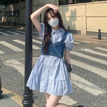 메이리앤 뷔스티에 데님 조끼 카라넥 원피스 투피스 세트