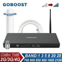 GOBOOST 70dB 신호 부스터 2G 3G 4G 셀룰러 증폭기 LTE 700 800 850 900 1800 2100 MHz 네트워크 리피터 360 ° 안테나 키트 포함, 800MHz Band20, 5.800MHz Band20