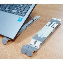 데일리큐브 2세대 휴대용 접이식 알루미늄 노트북거치대 (손목보호 파우치 포함) 13인치 14인치 15인치 16인치 노트북받침대 노트북스탠드, 14~15.6인치 노트북거치대