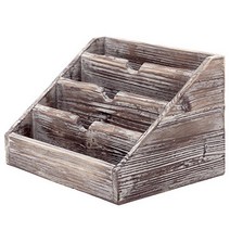 MyGift Decorative 4 Compartment Vintage Brown Torched Wood Finish Mail Sorter/Office Desk Stationery, 1