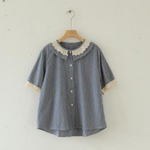 레이스 공주풍 데일리 호캉스 루즈핏 반팔 여름패션 오피스룩 정장 블라우스