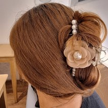 리얼99 진주 포인트 플라워 헤어집게핀 반묶음 올림머리 집게핀