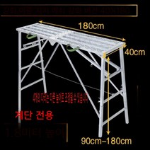 2m접이식 우마 비계 사다리 강화 실내 스크래핑 퍼티 목수 고소 작업, 높이 1.8m 이중 지지 메쉬40X180