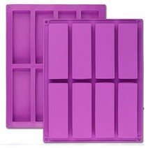 Palksky (2피스 8칸 대형 직사각형 그래놀라 바 실리콘 몰드/영양/시리얼 몰드 에너지 메이커 초콜릿 트러플 가나슈 빵 브라우니 콘브레드 치즈케이크 푸딩 버터 몰드, 2PCS 8 bar mold