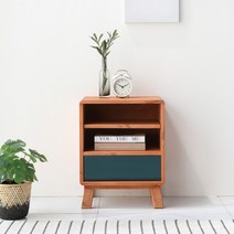 [로쏘] 루바 오크그린 원목 협탁 원서랍, 색상:오크그린