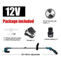 긴풀제초기 drillpro 12v 무선 전기 잔디 트리머 450w 무선 잔디 깎는 기계 세트 조정 가능한 핸드 헬드 잡초 가지 치기 커터 정원 도구, 하나의 배터리