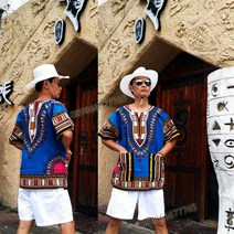 빅사이즈 이국적인 원피스 아프리카 의류 태국 의류 기하학적 패턴 -넥 남성 및 여성 빅