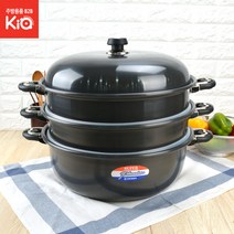 경질찜솥 3단 36호 찜통 찜기 떡시루솥 실리콘바킹, 없음, 경질찜솥 3단 - 45호(채반2개)