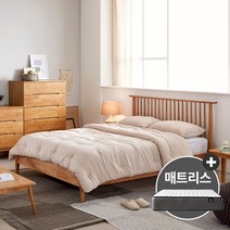 핀란디아 마틴 원목 퀸침대Q+드림온21 매트리스, 오크