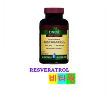 [정품보장]파이너스트 뉴트리션 레스베라트롤 Finest Nutrition Resveratrol 500mg 60정 X 1병, 1개