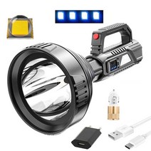 대륙의실수 손전등 60000lm 휴대용 탐조등 큰 빔 장거리 usb 충전식 토치 랜턴 야외 순찰 해루질 방수 스쿠버 341, C, 내장 배터리