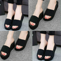 여성 여름 키높이 사무실 통굽 슬리퍼 5cm