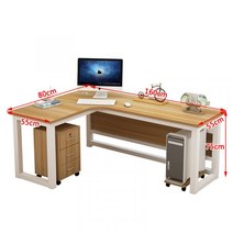직각 ㄱ책상 L형사무용책상 코너워크스테이션 ㄴ자 컴퓨터 사무실 서재 집무 책장 원목 가정용 회사, 160x80x75좌직각