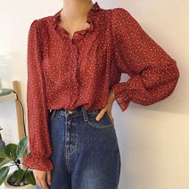 패셔너블 Boho Floral Print Blouse Women Ruffled Sweet Shirt 여성 나비 긴 소매 우아한 여성용 탑 튜닉 블라우스 Mujer