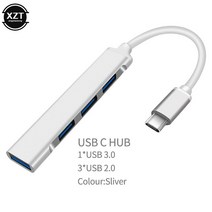 USB 3.1 C 허브 4 포트 3.0 유형 2.0 분배기 변환기 Macbook Pro 용 OTG 어댑터 케이블 iMac PC 노트북, 06 Type c 1 silver