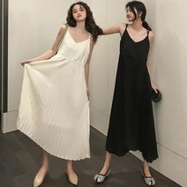 플리츠 주름 이너 끈 레이어드 롱 속치마 스커트 원피스BWUSP406