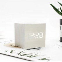 나뭇결 자명종 알람 시계 디지털 온도 일자 표시 절전 모드 탑재 나뭇결 JSA004, 작다, 흰색