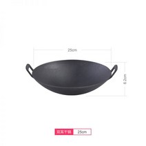 베이비웍 찌개 무쇠솥 주물 두꺼운 주철 이중 귀 건조 냄비 일본식 상업용 스키야키 소형 선철 탄소 스토브 바베큐, 27.블랙 25cm 주철 철판